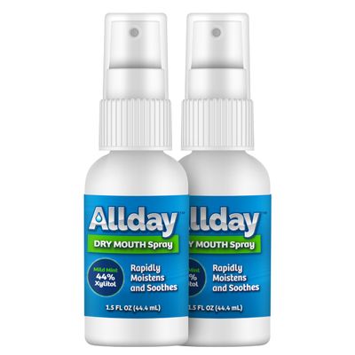 Allday Dry Mouth Spray - Maximum Strength Xylitol, Fast Acting, Non-Acidic (Pack of 2)