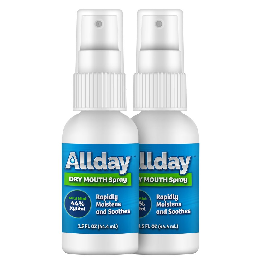 Allday Dry Mouth Spray - Maximum Strength Xylitol, Fast Acting, Non-Acidic (Pack of 2)