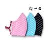 3 pack, of 100% Pure cotton Reusable, washable, handmade in the UK, polka dotted face masks. view 1