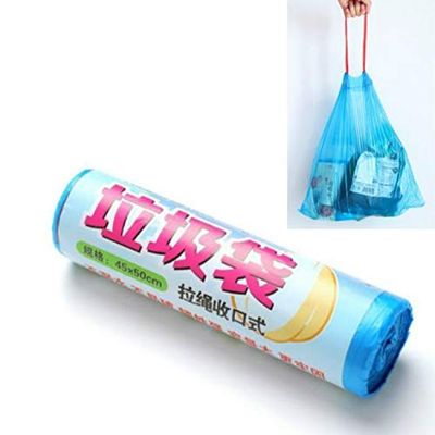 Home Garbage Bag Portable Drawstring Closing Thickening Indoor (Color : Blue)