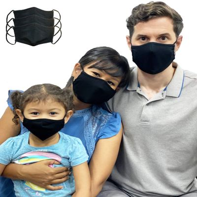 LOFBAZ Cloth Face Coverings Cotton Fabric with Filter Pocket Washable Reusable (Black - Pack of 3, Adult M)