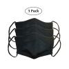 LOFBAZ Cloth Face Coverings Cotton Fabric with Filter Pocket Washable Reusable (Black - Pack of 3, Adult M) view 2