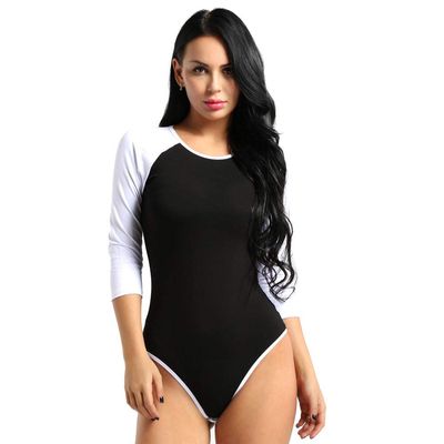 KHDFYER Sexy Lingerie for Sex Women Long Sleeves Press One Piece Romper Jumpsuit Bodysuit Cosplay Costumes-Black_XXL