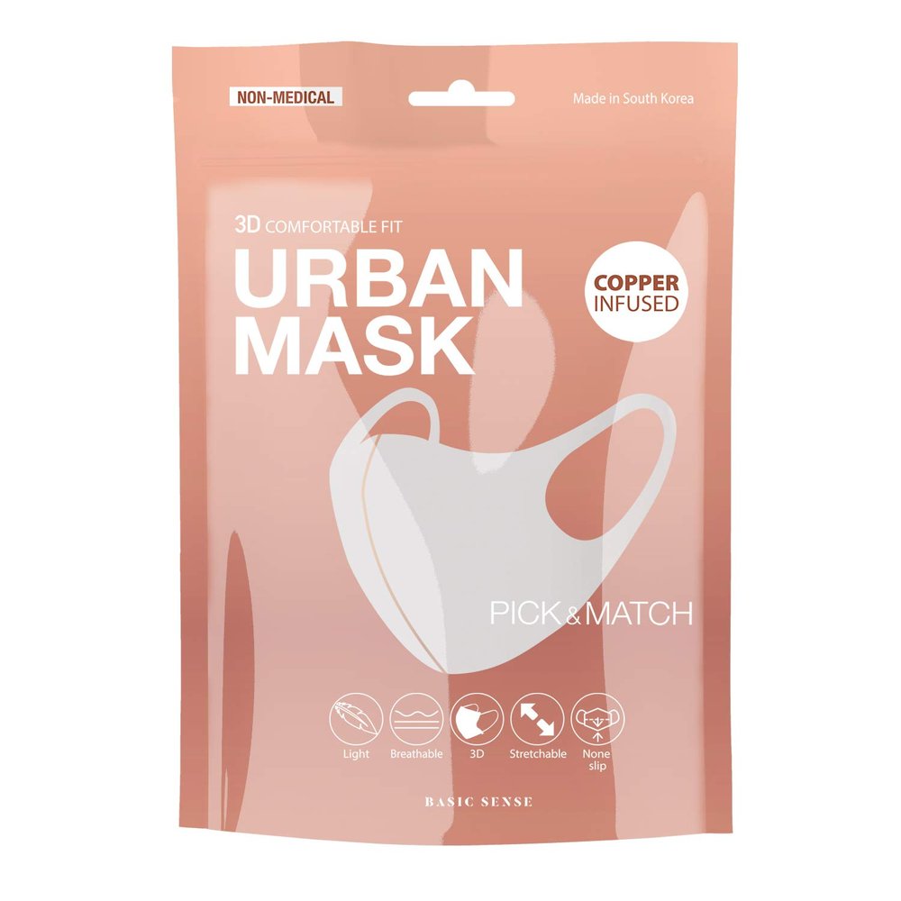 Basic Sense Copper Infused Washable Reusable plain Face Coverings Masks Made in South Korea (Off-White)