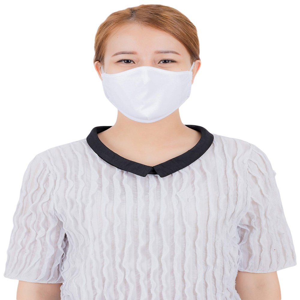 LOFBAZ Cloth Face Coverings Cotton Fabric with Filter Pocket Washable Reusable (White - Pack of 3, Adult M)