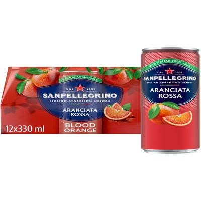 San Pellegrino Italian Sparkling Drinks Tastefully Light Sparkling Blood Orange Canned Soft Drink 12 x 330ml | 69 kCals per Can