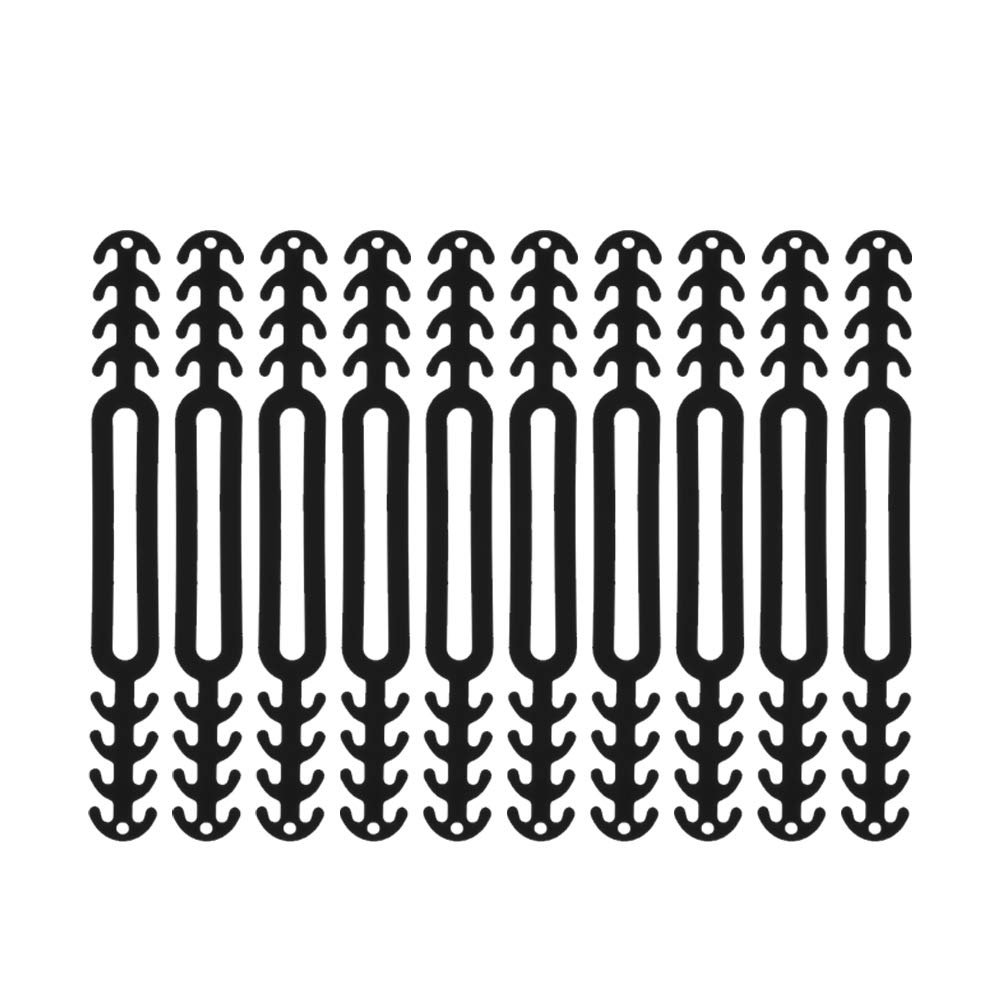 10pcs Face Cover Extenders Flexible Adjustable Band Hook Mask Holder Straps Soft Rubber for Ear Protection (Black)