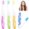 4 Foldable Travel toothbrushes, a Portable Soft Toothbrush with a Soft Bristle Brush, can be Used for Sensitive Gums When Traveling, Four Colors (Yellow, Blue, Green, Pink) view 1