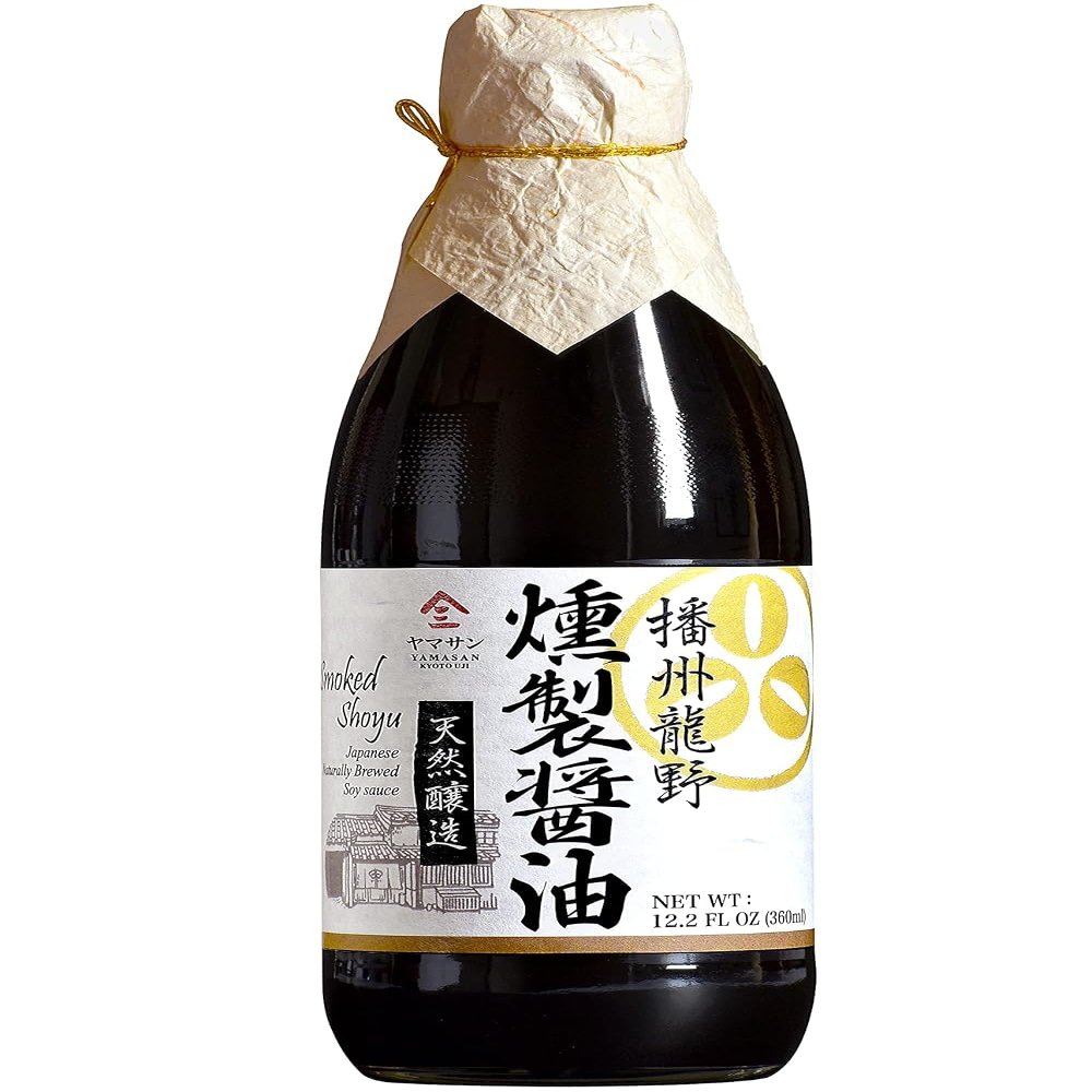 YAMASAN KYOTO UJI Soy Sauce -Smoked Neoteric- 500 Days Aged, Japanese Artisanal Handmade, Naturally Brewed, No Additives, Non-GMO, Made in Japan(360ml)