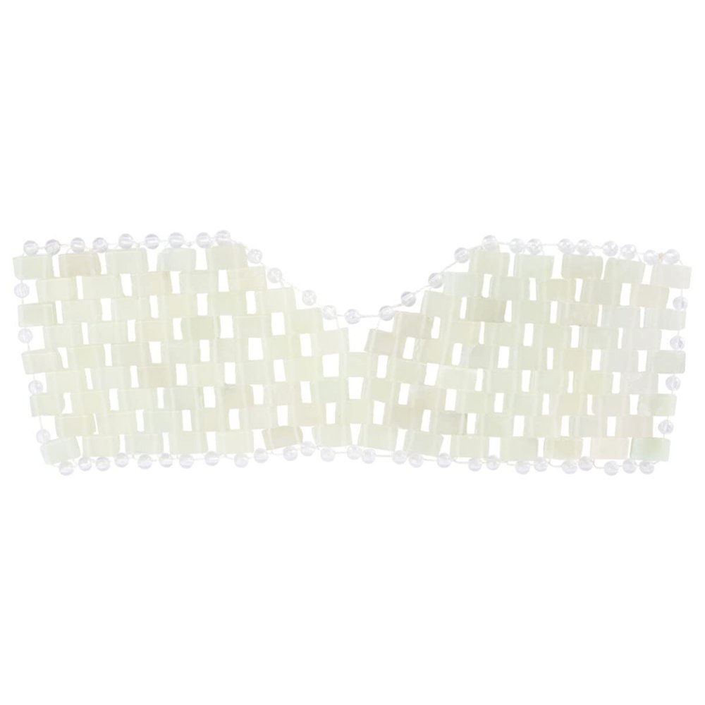 EXCEART Natural Jade Eye Mask Hand-Woven Sleep Mask Cooling Spa Patch for Eyes Dark Circles Relief and Eye Pain Soothing
