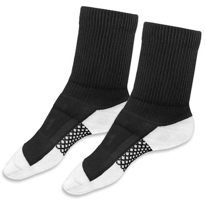 LTP Antibacterial Silver Sport Crew Socks Sneaker Socks Sports Socks Unisex for Diabetes Patients and Problem Feet (Size S = EU 35-37, Black/White)