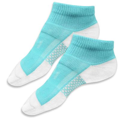 Antibacterial Silver Sneaker Socks Sports Socks Short Socks Unisex for Diabetes Patients and Problem Feet (Size L = EU 42-45, Turquoise/White)