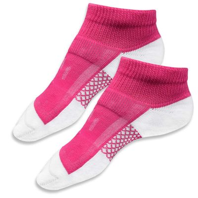 Antibacterial Silver Sneaker Socks Sports Socks Short Socks Unisex for Diabetes Patients and Problem Feet (Size L = EU 42-45, Pink/White)