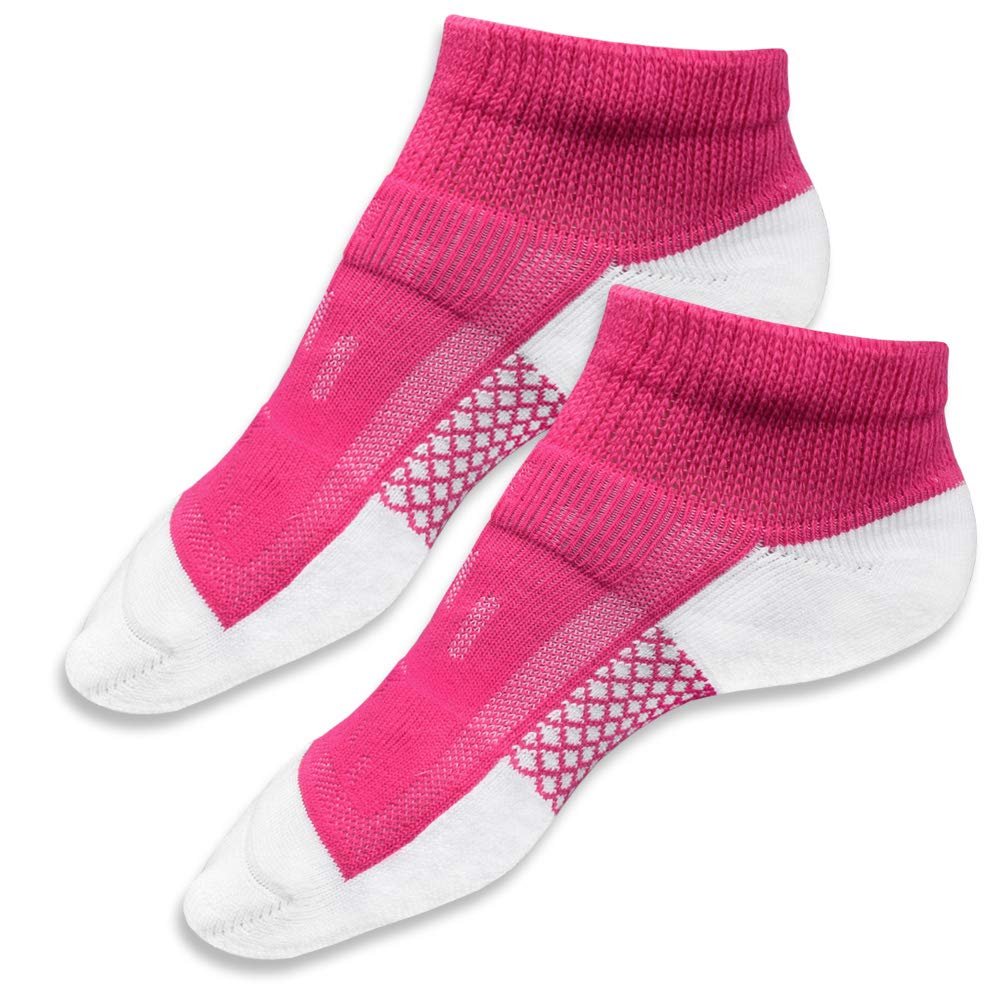 Antibacterial Silver Sneaker Socks Sports Socks Short Socks Unisex for Diabetes Patients and Problem Feet (Size L = EU 42-45, Pink/White)