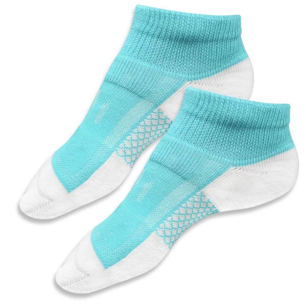 LTP Antibacterial Silver Sneaker Socks Sports Socks Short Socks Unisex for Diabetes Patients and Problem Feet (Size S = EU 35-37, Turquoise/White)