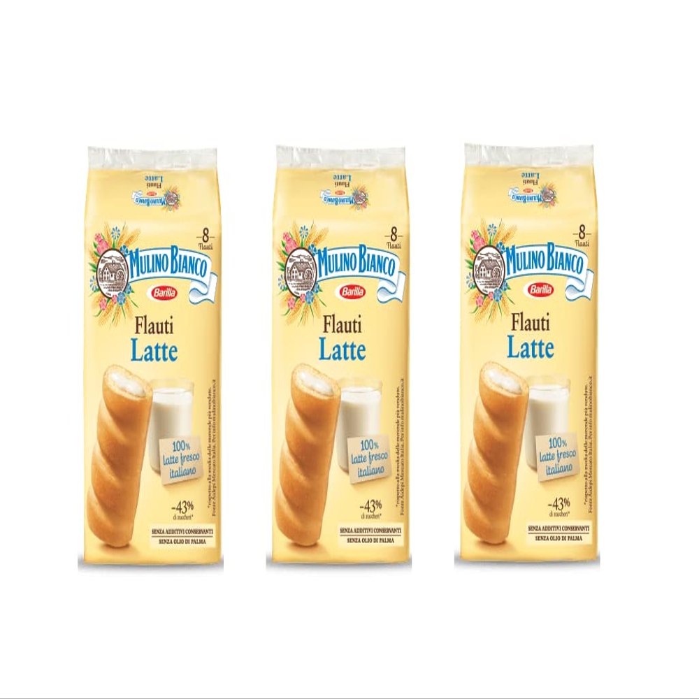 3x Mulino Bianco Cake with latte milk Flauti 8x 35g biscuits bar milk snack