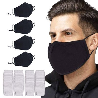 Face Mask with Filter x4 GENERISE Reusable Face Mask with Filter - Breathable, Washable & Adjustable Face Mask - PLUS x20 PM2.5 Filters- Unisex (Black)