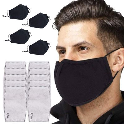 Face Mask with Filter x4 GENERISE Reusable Face Mask with Filter - Breathable, Washable & Adjustable Face Mask - PLUS x10 PM2.5 Filters- Unisex (Black)
