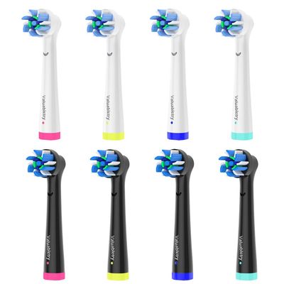 8pcs Cross Clean Brush Heads Compatible with Oral B Electric Toothbrush, Black.