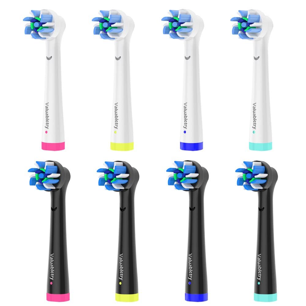 8pcs Cross Clean Brush Heads Compatible with Oral B Electric Toothbrush, Black.