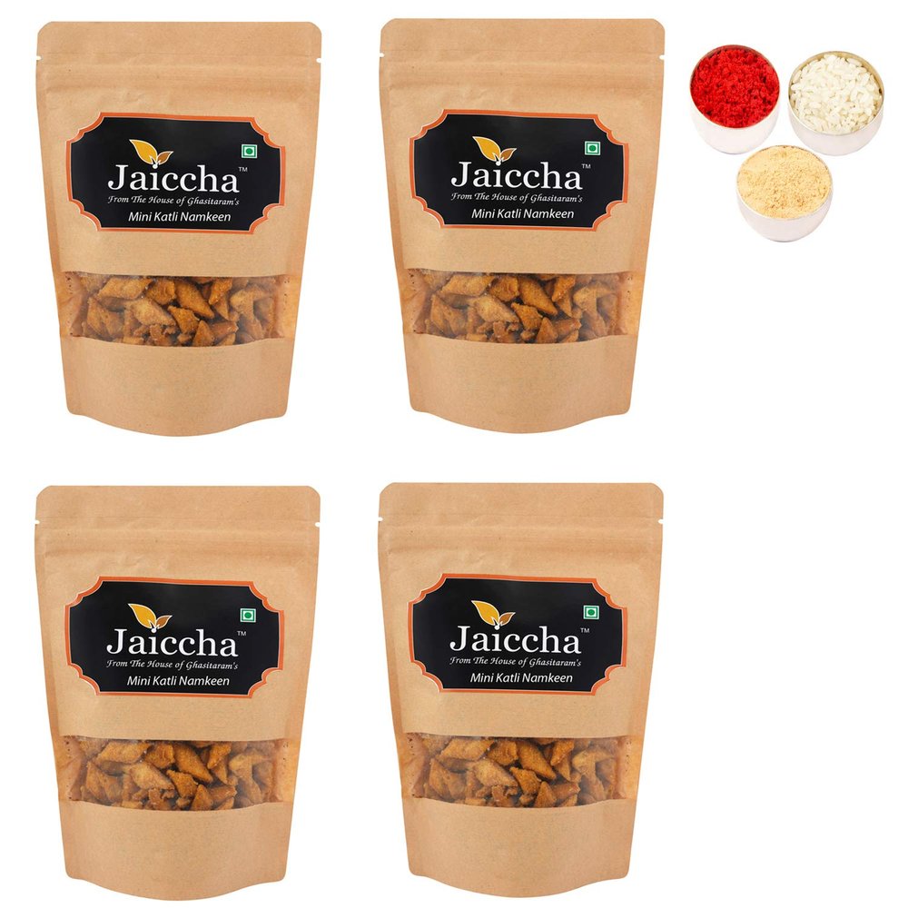 Jaiccha Ghasitaram Bhaidooj Gifts - Mini Katli Namkeen 800 GMS in Brown Paper Pouch