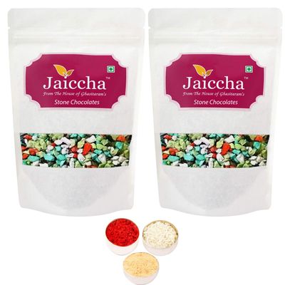 Jaiccha Ghasitaram Bhaidooj Gifts - Stone/ Rock Chocolates 400 GMS in White Paper Pouch