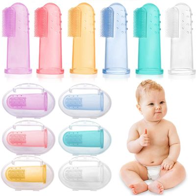 6 Pcs Baby Toothbrushes, Baby Finger Toothbrush, Toddler Toothbrush, Infant Toothbrush, Silicone Oral Massage Teething Toothbrush for Baby Girl Boy Unisex (Yellow)