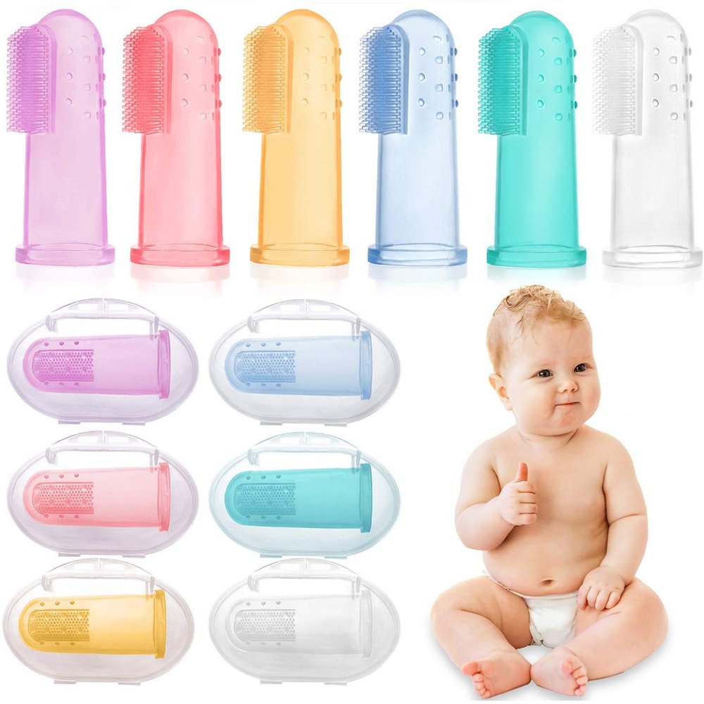 6 Pcs Baby Toothbrushes, Baby Finger Toothbrush, Toddler Toothbrush, Infant Toothbrush, Silicone Oral Massage Teething Toothbrush for Baby Girl Boy Unisex (Yellow)