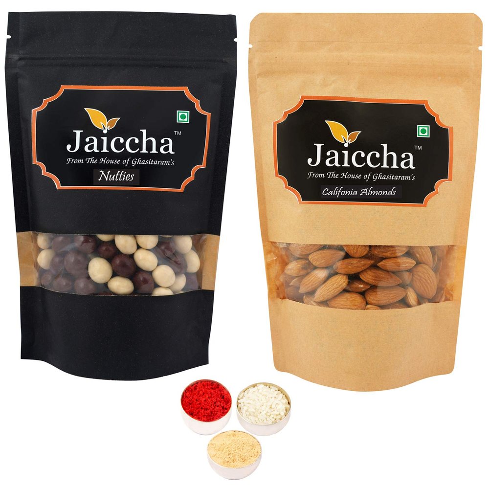 Jaiccha Ghasitaram Bhaidooj Gifts - Pack of 2 Nutties and Almond Pouches Big 400 GMS