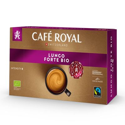 Caf Royal Professional Pads, Bio Lungo Forte, 50 Nespresso (R) Professional Compatible Pads for Office and Catering, Organic and Fairtrade Certified, Intensity 8