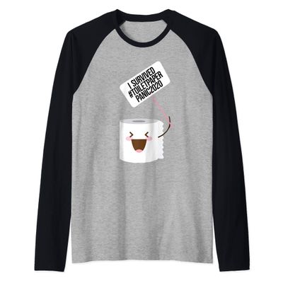 I Survived Toilet Paper Panic 2020 TP Shortage Hoarder Gift Raglan Baseball Tee