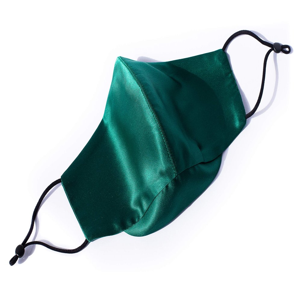 HABAC STUDIO - 100% Mulberry Silk Face Masks Reusable Black Face Masks Washable UK Face Covering for Women Mens Face Masks Silk Mask Nose Wire Adjustable Unisex Wedding Special Occasion. (Green)