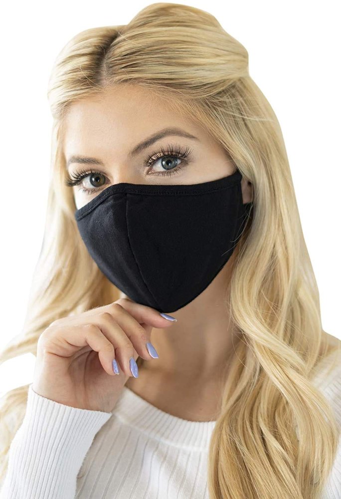 OgLuxe Womens 100% Cotton Washable Outdoor Face Protector Two Layers Mouth Cover Floral With Ear Loops (TwoLayer Black)