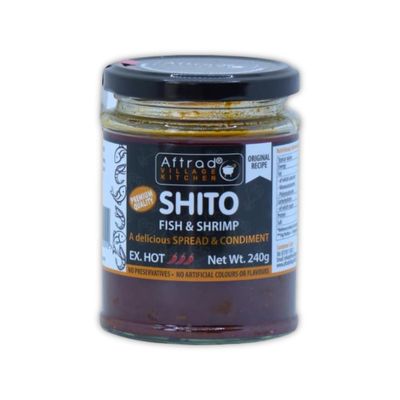 Aftrad Village Kitchen Shito - Authentic Ghanaian Chilli Sauce Made with Smoked Fish & Shrimps - Spicy Condiment for Cooking, Dips & Spreads - Traditional West African Flavour | (EXTRA HOT, 240g)