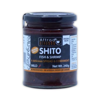 Aftrad Village Kitchen Shito - Authentic Ghanaian Chilli Sauce Made with Smoked Fish & Shrimps - Spicy Condiment for Cooking, Dips & Spreads - Traditional West African Flavour | (MILD, 240g)