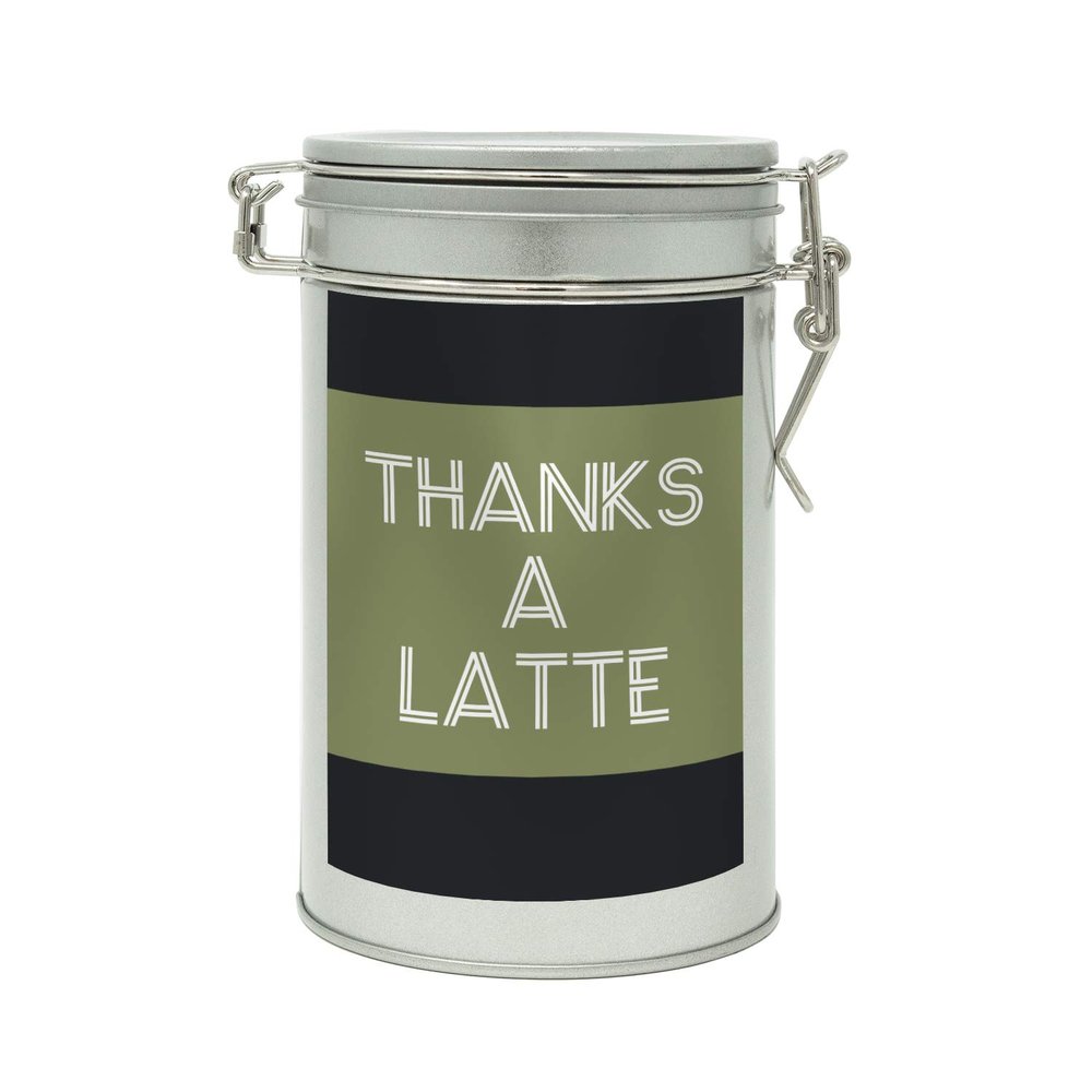 Sistir, Thanks A Latte Coffee Gift in A Tin. Novelty Thank You Gift for Coffee Lover. 100% Arabica Grounds, Roasted and Packed in The UK. 150g