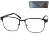 Mini Brille - Vintage Metal Reading Glasses with large Lenses, Including FREE Case, Stainless Steel Frame (Black) and Plastic Temples, Women and Men Reading Glasses +2.00 Magnification view 1