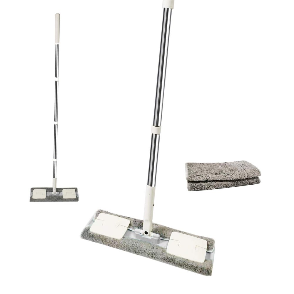 EZ SPARES Dust Mop, Microfiber Mops for Floor Cleaning,with 2 Washable Pads Perfect Cleaner for Hardwood, Laminate & Tile,Adjustable Handle,Handiness,Flexible,Great for Wall Cleaning(Gray)