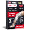 100% Waterproof Leg Cover for Shower - 2pk - Tight Seal - Reusable Adult Full Leg Cast Protectors - Knee, Ankle, Foot - After Surgery Bandage and Dressing Cast Bag for Wounds and Burns view 1