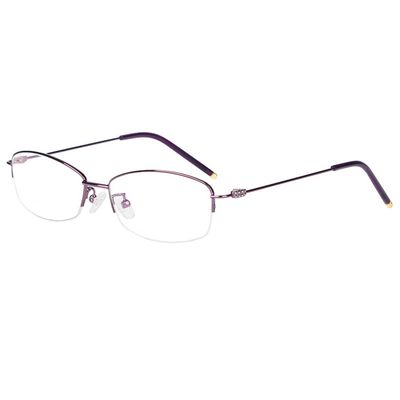 Anti Blue Ray Reading Glasses Woman, Fashion Half Frame Ultra Light Reading Glasses Elegant HD Lenses Presbyopic Glasses,Purple,+1.5