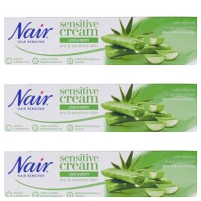 Nair Hair Removal Cream Packs of 3 (Sensitive (Camellia Oil 80ml) Pack of 3)