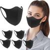 Boolavard 6 Pack Fashion Cloth Fabric Face Protection, Unisex Earloop Black Dust Reusable Washable view 1