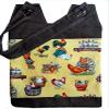 100% Cotton Catheter Night Bag Holder with Handle. Cover for a Catheter Night Bag. Nutex. Chickens Pattern. view 1