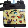 100% Cotton Catheter Night Bag Holder with Handle. Cover for a Catheter Night Bag. Nutex. Chickens Pattern. view 2