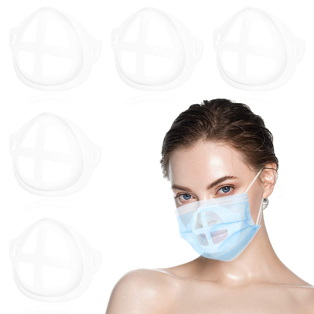 5PC 3D Mask Bracket Comfortable Wearing,Keep Fabric Off Mouth,Help Breathing Smoothly, Lipstick Savor Reusable Washable Translucent