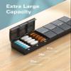 Extra Large 7 Day Pill Box Organiser, Weekly Vitamin Case Box Large Capacity Compartments, BPA-Free Medication Organiser, Daily Pill Case to Hold Vitamins (Black 1 Pack) view 2