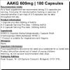 AAKG 600mg Capsules - L-Arginine Alpha Ketoglutarate - Nitric Oxide Booster Pre Workout Booster Pump (180 Capsules) view 2