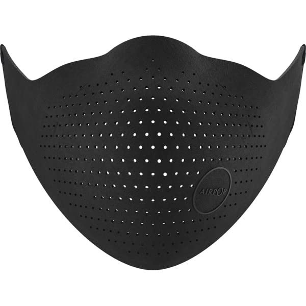AIRPOP Original Reusable Face Mask, 4 Replacement Filters Included, Multi Layer Face Covering, Contoured Fit, Folding Adjustable Mask with Carry Bag, Washable Adult Face Mask, Black