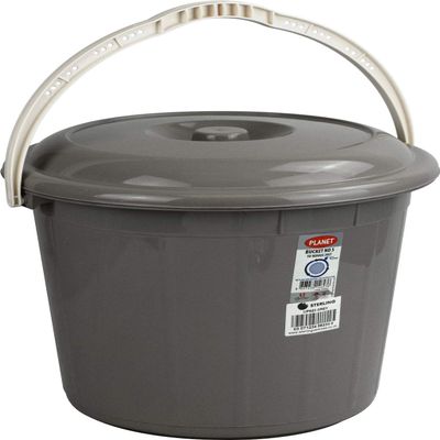 20L Litre Sturdy Bucket with Lid for Rubbish Waste Storage (Grey)