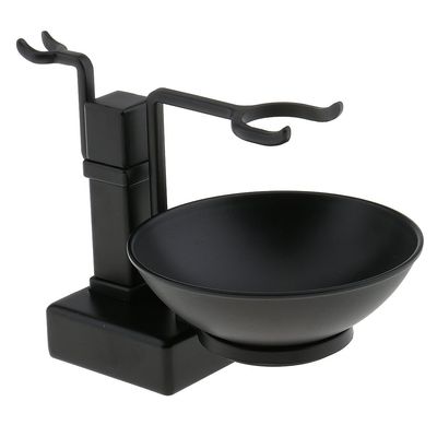 Amagogo Mens Shaving Brush Holder rack and Soap Cup Bowl Set Black